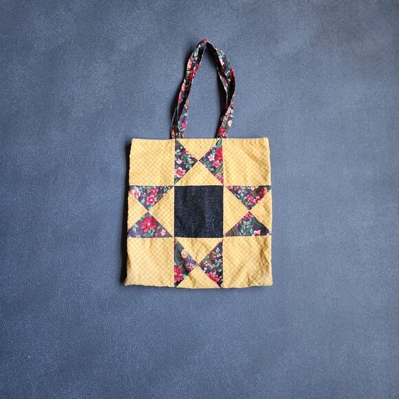 Y2K Abstract Patterned Canvas Tote Hand Bag - Picture 1 of 6